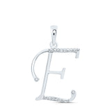 10kt White Gold Womens Round Diamond E Initial Letter Pendant 1/12 Cttw