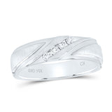 14kt White Gold Mens Round Diamond Wedding Band Ring 1/6 Cttw