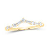 14kt Yellow Gold Womens Baguette Diamond Chevron Band Ring 1/5 Cttw