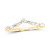 14kt Yellow Gold Womens Baguette Diamond Chevron Band Ring 1/5 Cttw