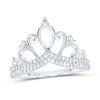 10kt White Gold Womens Round Diamond Crown Tiara Fashion Ring 1/5 Cttw