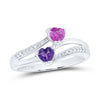 Sterling Silver Womens Heart Synthetic Amethyst Pink Sapphire Bypass Ring 3/4 Cttw