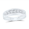 10kt White Gold Mens Round Diamond Wedding Single Row Band Ring 1/2 Cttw