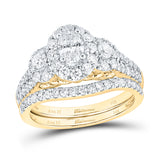 14kt Yellow Gold Oval Diamond Halo Bridal Wedding Ring Band Set 1-1/2 Cttw