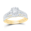 14kt Yellow Gold Princess Diamond Halo Bridal Wedding Ring Band Set 1 Cttw