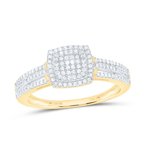 10kt Yellow Gold Round Diamond Square Bridal Wedding Engagement Ring 1/4 Cttw