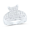 10kt White Gold Princess Diamond Cluster Bridal Wedding Engagement Ring 1 Cttw