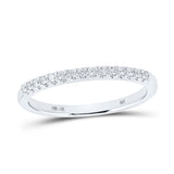 14kt White Gold Womens Round Diamond Wedding Single Row Band 1/6 Cttw