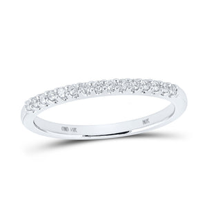 14kt White Gold Womens Round Diamond Wedding Single Row Band 1/6 Cttw