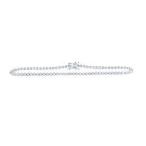 10kt White Gold Womens Round Diamond Studded Tennis Bracelet 1-1/5 Cttw