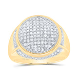 10kt Yellow Gold Mens Round Diamond Cluster Circle Ring 1/2 Cttw