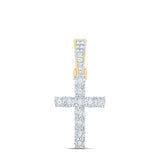 10kt Yellow Gold Mens Round Diamond Cross Charm Pendant 1/8 Cttw