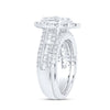 10kt White Gold Round Diamond Heart Bridal Wedding Ring Band Set 1-1/2 Cttw