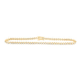 10kt Yellow Gold Womens Round Diamond Studded Tennis Bracelet 2 Cttw