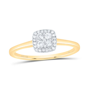 10kt Yellow Gold Womens Round Diamond Square Cluster Ring 1/5 Cttw