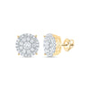 10kt Yellow Gold Round Diamond Cluster Earrings 5/8 Cttw