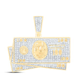10kt Yellow Gold Mens Round Diamond Money Stack Charm Pendant 3/4 Cttw