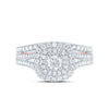 14kt White Gold Round Diamond Halo Bridal Wedding Ring Band Set 1 Cttw