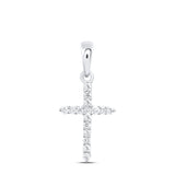 10kt Yellow Gold Womens Round Diamond Cross Pendant 1/6 Cttw
