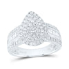 14kt White Gold Womens Round Diamond Pear-Shape Cluster Ring 1-1/5 Cttw