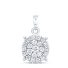 10kt White Gold Womens Round Diamond Cluster Pendant 1/2 Cttw