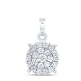 10kt White Gold Womens Round Diamond Cluster Pendant 1/2 Cttw