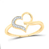 10kt Yellow Gold Womens Round Diamond Heart Ring 1/20 Cttw