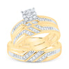 10kt Yellow Gold His Hers Round Diamond Solitaire Matching Wedding Set 1/3 Cttw