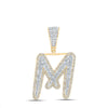 10kt Two-tone Gold Mens Round Diamond M Initial Letter Charm Pendant 1 Cttw