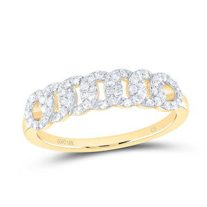 10kt Yellow Gold Womens Round Diamond Cuban Link Band Ring 1/3 Cttw