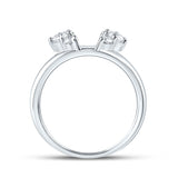 14kt White Gold Womens Round Diamond Wrap Enhancer Wedding Band 1/2 Cttw