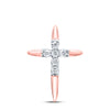 10kt Rose Gold Womens Round Diamond Cross Pendant 1/10 Cttw