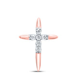 10kt Rose Gold Womens Round Diamond Cross Pendant 1/10 Cttw