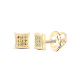 10kt Yellow Gold Round Yellow Color Enhanced Diamond Square Earrings 1/20 Cttw