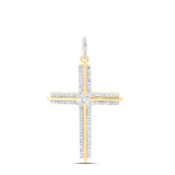 10kt Yellow Gold Mens Round Diamond Cross Charm Pendant 1/4 Cttw