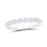10kt White Gold Womens Round Diamond Stackable Band Ring 1/10 Cttw