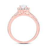 14kt Rose Gold Pear Diamond Halo Bridal Wedding Engagement Ring 1 Cttw