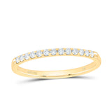 14kt Yellow Gold Womens Round Diamond Single Row Machine-set Wedding Band 1/6 Cttw