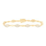 14kt Yellow Gold Womens Baguette Diamond Fashion Bracelet 1 Cttw
