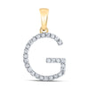 10kt Yellow Gold Womens Round Diamond G Initial Letter Pendant 1/5 Cttw