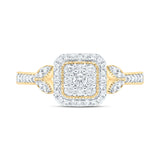 10kt Yellow Gold Womens Round Diamond Square Ring 1/3 Cttw