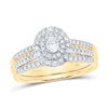 10kt Yellow Gold Oval Diamond Halo Bridal Wedding Ring Band Set 5/8 Cttw