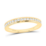 14kt Yellow Gold Womens Round Diamond Wedding Single Row Band 1/4 Cttw