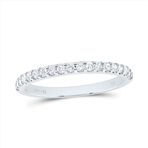 14kt White Gold Womens Round Diamond Wedding Single Row Band 1/4 Cttw