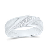 14kt White Gold Mens Round Channel-set Diamond Wedding Anniversary Band Ring 1/4 Cttw