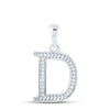 10kt White Gold Womens Round Diamond Initial D Letter Pendant 1/12 Cttw