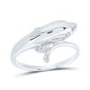 10kt White Gold Womens Round Diamond Dolphin Wrap Ring .03 Cttw