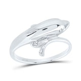 10kt White Gold Womens Round Diamond Dolphin Wrap Ring .03 Cttw