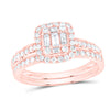 14kt Rose Gold Baguette Diamond Bridal Wedding Ring Band Set 3/4 Cttw