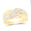 10kt Yellow Gold Mens Round Diamond Diagonal Double Row Band Ring 1/4 Cttw